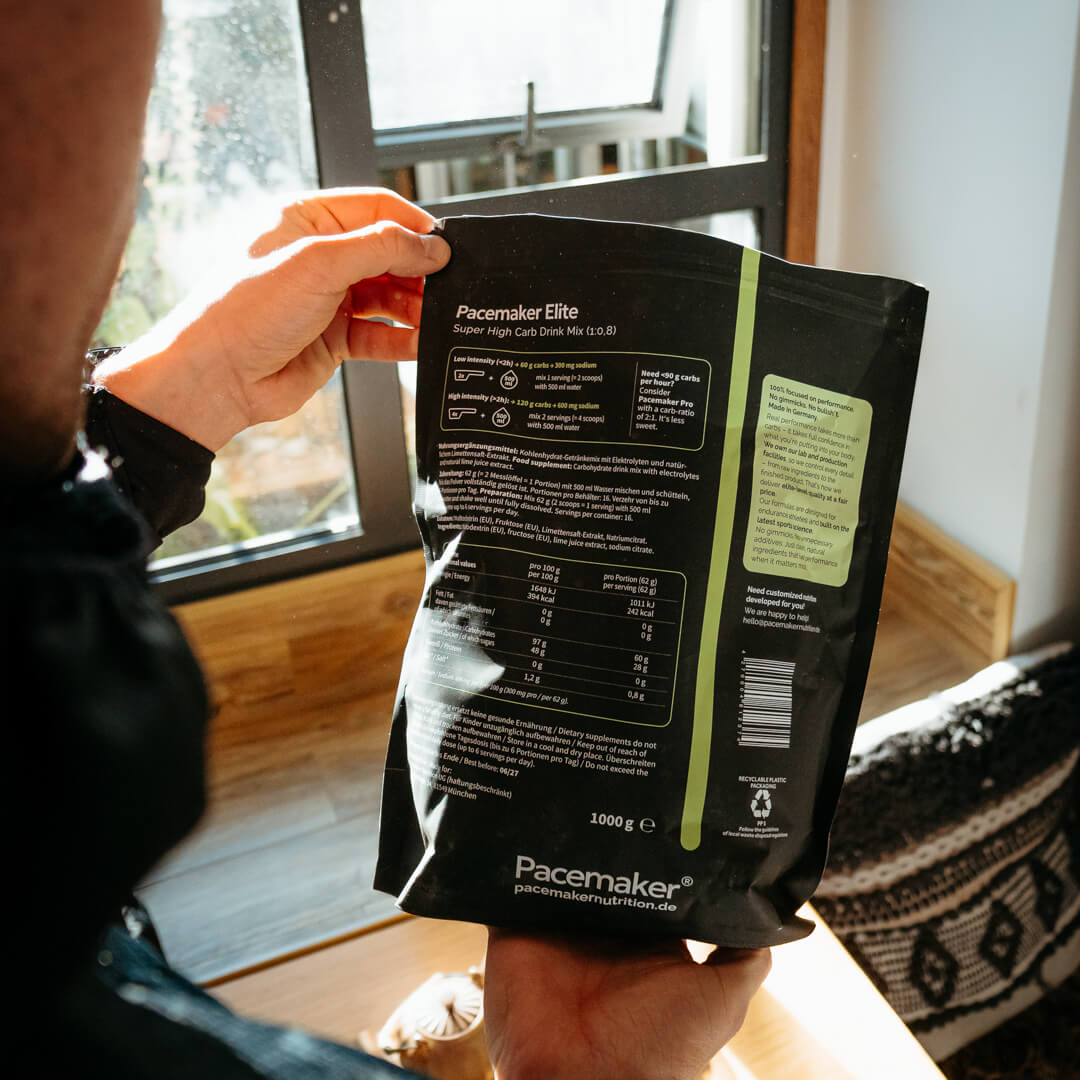 Pacemaker Elite Drink Mix backside